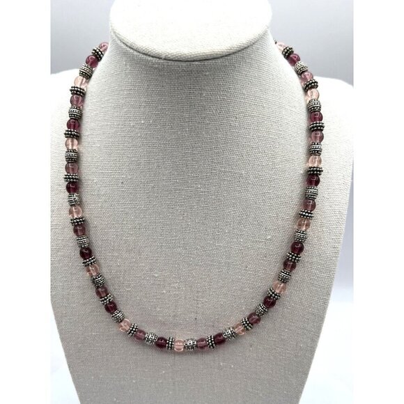 Vintage Napier Beaded Necklace & Bracelet Set With Purple & Silver Accents - Picture 3 of 12